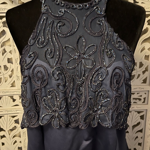 NIGHT SCENE ELEGANT NAVY BLUE 2pc DRESS & JACKET WITH BEADING FORMAL DRESS - Picture 8 of 15